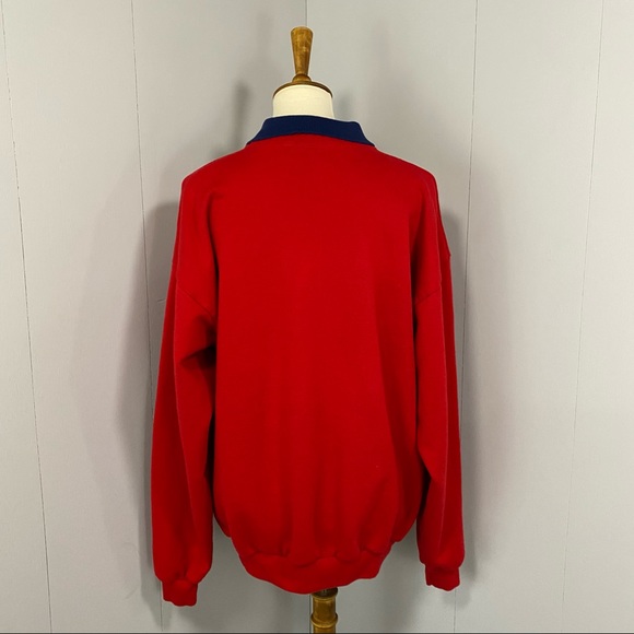 Vintage 90s Red Collared Patriotic Graphic USA Sweatshirt - Picture 5 of 12
